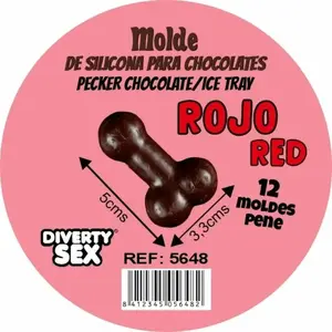 Diablo Picante Silicone Chocolate Mold for 12 Penises, Red