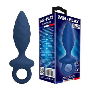 MR PLAY - TEXTURED ANAL PLUG WITH RING BLUE M