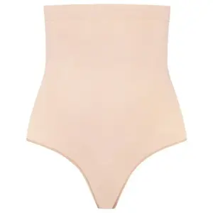 BYE-BRA - SOFT TOUCH SEAMLESS HIGH WAIST THONG BEIGE SIZE L