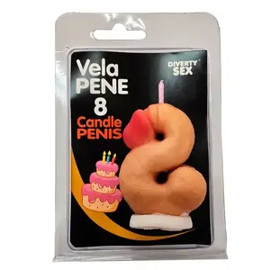 DIABLO PICANTE - PENIS CANDLE IN THE SHAPE OF THE NUMBER 8 FLESH COLOR