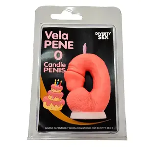 DIABLO PICANTE - PENIS CANDLE IN THE SHAPE OF THE NUMBER 0 PINK COLOR