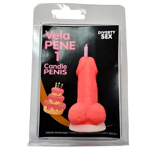 DIABLO PICANTE - PENIS CANDLE IN THE SHAPE OF THE NUMBER 1 PINK COLOR