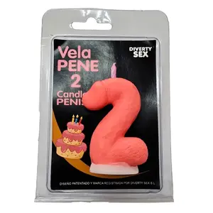 DIABLO PICANTE - PENIS CANDLE IN THE SHAPE OF THE NUMBER 2 PINK COLOR