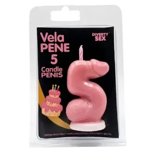 DIABLO PICANTE - PENIS CANDLE IN THE SHAPE OF THE NUMBER 5 PINK COLOR