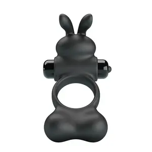PRETTY LOVE - VIBRATING PENIS RING WITH BUNNY STIMULATOR 10 FUNCTIONS BLACK