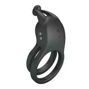 PRETTY LOVE - GOODWIN RECHARGEABLE DOUBLE VIBRATING COCK RING BLACK