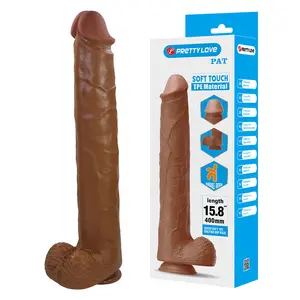 PRETTY LOVE - PAT REALISTIC FLEXIBLE DILDO WITH SUCTION CUP 40 CM -Ø- 6 CM BROWN