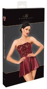 Noir Corset Dress Red XL Strapless Mini Dress Two-Piece Look Burgundy Polyester Elastane