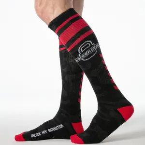 LOCKER GEAR Full Military Knee High Socks Red Photo 1