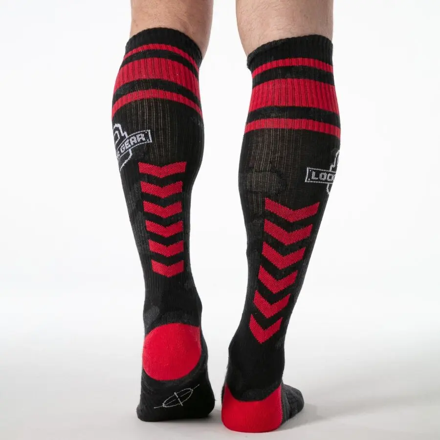 LOCKER GEAR Full Military Knee High Socks Red Photo 2