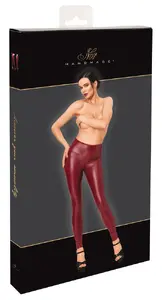 Noir Leggings Burgundy Size L Powerwetlook Matte Finish with Two-Way Zipper Polyester Elastane