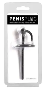 Penisplug Hollow Urethral Dilator with Glans Ring and Stopper for Piss Play Flexible Silicone PU Coating