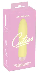 Cuties Mini Vibrator Yellow Slender Design 7 Vibration Modes USB Rechargeable Waterproof Silicone