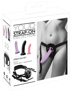 Your Strap-on Collection Your Strap-On 3er Set Harness with Adjustable Harness and Three Liquid Silicone Dildos in Sizes S, M, and L