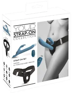 Your Strap-on Collection Your Strap-On Rabbit Vibrator with 3 motors, automatic thrust function, 7 vibration modes, 3 intensities, remote control, and adjustable harness