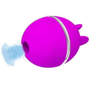 HIGH TECH PRETTY LOVE GEMINI BALL PURPLE ROUND SILICONE VIBRATOR WITH PULSATING LICKING MODES AND FLEXIBLE TONGUES
