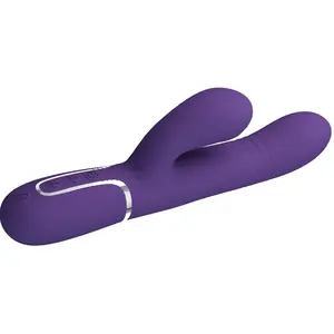 HIGH TECH Pretty Love Rabbit Vibrator Purple with 7 Vibration Modes, 7 Stroke Modes, and USB Rechargeable Design