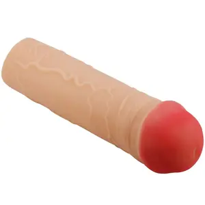 PRETTY LOVE Nile Penis Extender Cover Flesh TPR Submersible Water-based Lube Compatible