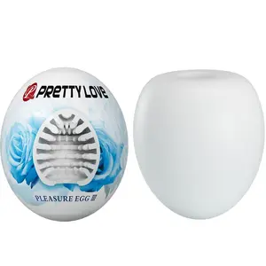 PRETTY LOVE Vīriešu masturbators Egg White BM-00900T90-2 Ūdensizturīgs TPR un ABS ar rievotu tekstūru