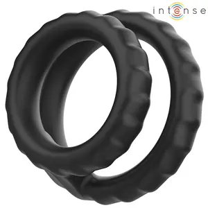 INTENSE Dewey Model 2 Double Silicone Penis Ring Black phthalate-free