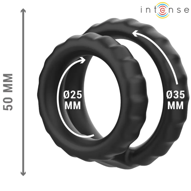 INTENSE Dewey Model 2 Double Silicone Penis Ring Black Photo 3