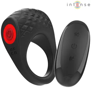 INTENSE Clover Vibrating Penis Ring with Remote Control, 10 Vibration Modes, USB Rechargeable, Waterproof, Black Silicone