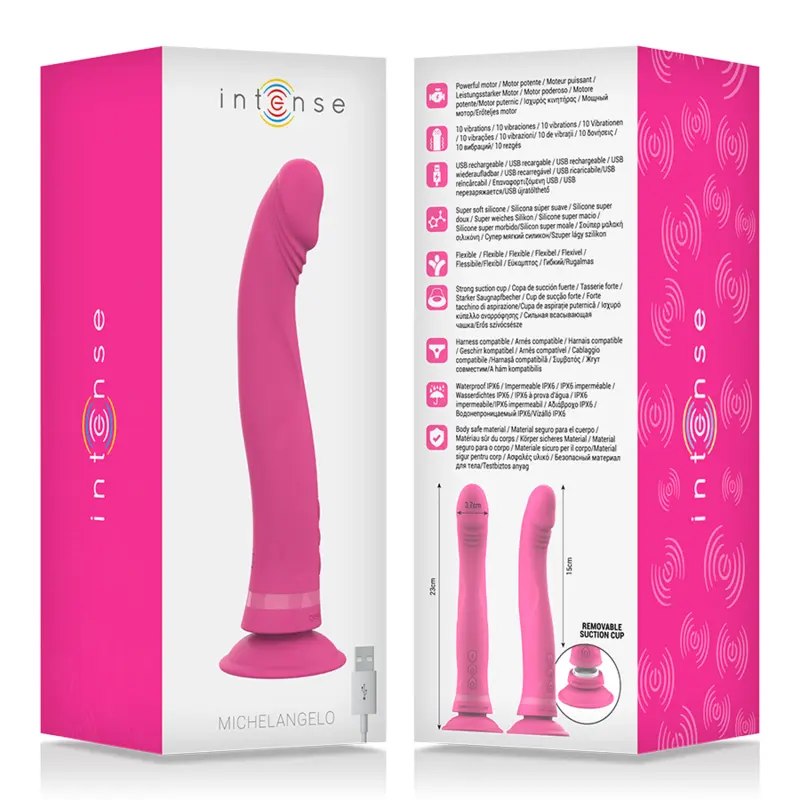 INTENSE Michelangelo Pink Silicone Vibrator Dildo Photo 6