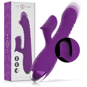 INTENSE IGGY Daudzfunkcionāls uzlādējams vibrators ar klitorālo stimulatoru un augšup-lejup kustību purpursarkans