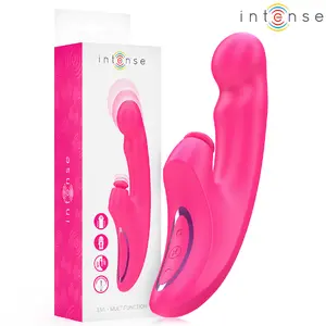 INTENSE EMI 3-in-1 Multifunctional Vibrator with 10 Vibration Modes Suction Direct Stimulation Pink Body-Safe Silicone USB Rechargeable IPX7 Waterproof