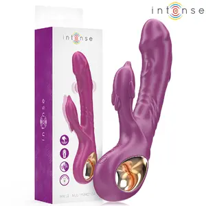 INTENSE HALLE Multifunctional Vibrator with Dolphin Stimulating Tongue Purple Silicone USB Rechargeable Waterproof