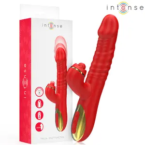 INTENSE Thalia Red Multifunctional Vibrator with Vibration Thrusting and Tapping IPX7 Waterproof USB Rechargeable Medical Grade Silicone