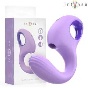 INTENSE Baxter Dual Stimulator and Vibrator in Violet with 10 Suction Levels and 10 Vibration Modes Made of Silicone USB Rechargeable and Waterproof