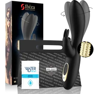 ibiza+ POWERFUL PEARLED ROTATOR WITH RABBIT Silikona rotējošs truša vibrators ar 6 ātrumiem un 12 frekvencēm