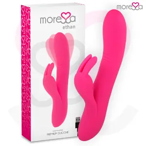 MORESSA ETHAN Dual Stimulation Rechargeable Vibrator with 7 Vibration Functions and 4 Waving Motion Modes Made of Medical Silicone