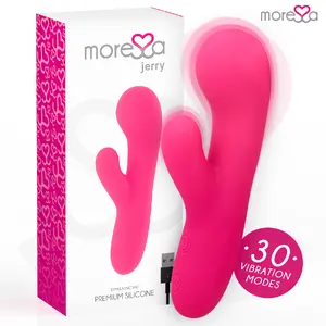 MORESSA JERRY Dual-Motor Rechargeable Silicone G-Spot and Clitoral Vibrator with 30 Vibration Modes