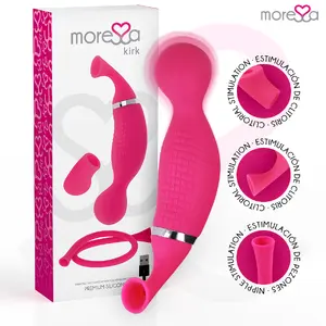 MORESSA Kirk Duo Suction and Multi-Performance Massager Rechargeable Silicone with Two Independent Motors, 12 Vibration Functions and 12 Suction Modes