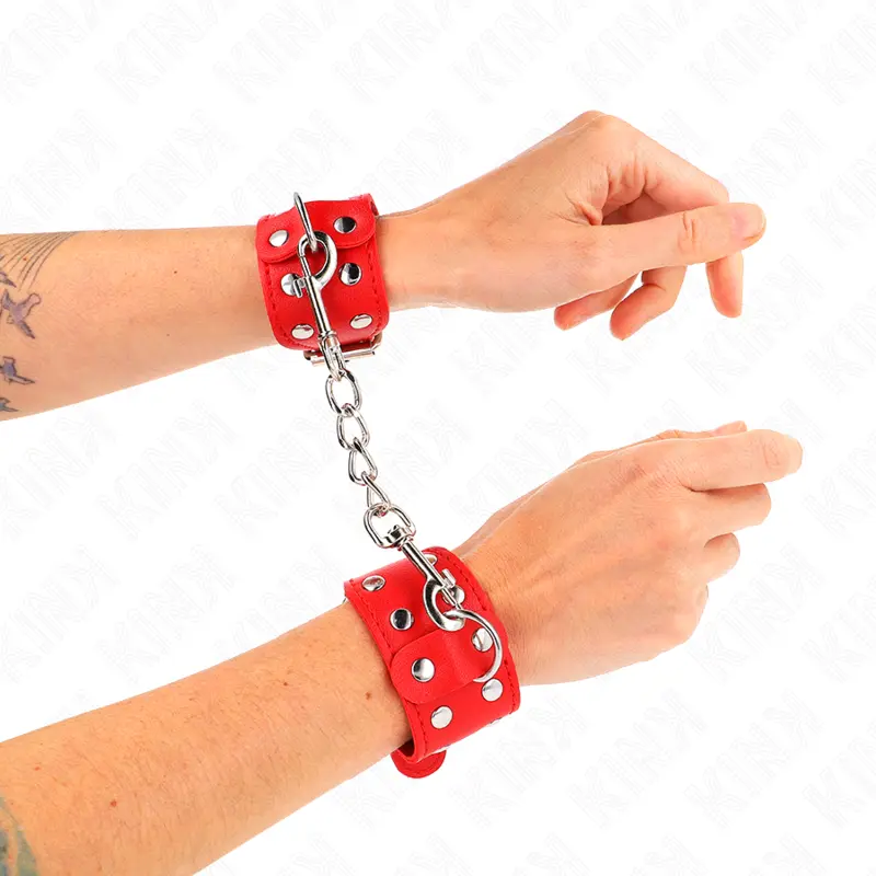 KINK sarkanas regulējamas aproces ar kniedēm Photo 3