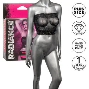 CalExotics Radiance Plus Size Bandeau Top with Rhinestone Details and Mesh Design