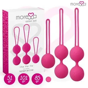 MORESSA OSIAN SET Premium Silicone Pink Kegel Balls Set with Weights 51g, 101g, and 85g for Pelvic Floor Training