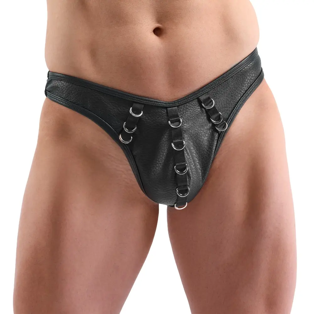 Svenjoyment мужские стринги XL искусственная кожа черные Photo 2