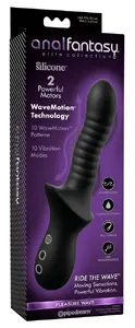 Analais vibrators Anal Fantasy Elite Pleasure Wave Black ar WaveMotion stimulāciju 10 vibrācijas režīmi 10 WaveMotion raksti silikons