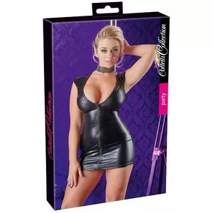 Dress Cottelli Collection Wet Look with 2-way Zip, Size S, 92% Polyester 8% Elastane, Black