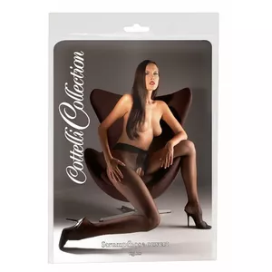 Crotchless tights Cottelli Collection size 4, black, 20 denier, 89% polyamide 11% elastane