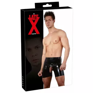 Men's latex pants late x model 29102411701, 100% latex, black, size S, showmaster opening Ø 4 cm, thickness 4 mm