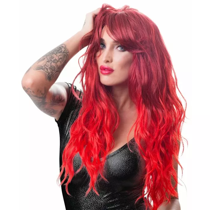 Wigged Love sarkana viļņota parūka — 63 cm Photo 2