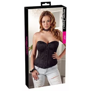 Corset Cottelli Collection Corsage Black L — brocade, shaping bones, removable garter straps, 60% polyester/40% cotton