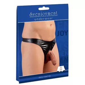 Vīriešu imigrācijas ādas stringi Svenjoyment 2XL melni — 98% poliesters, 2% elastāns ar poliuretāna pārklājumu