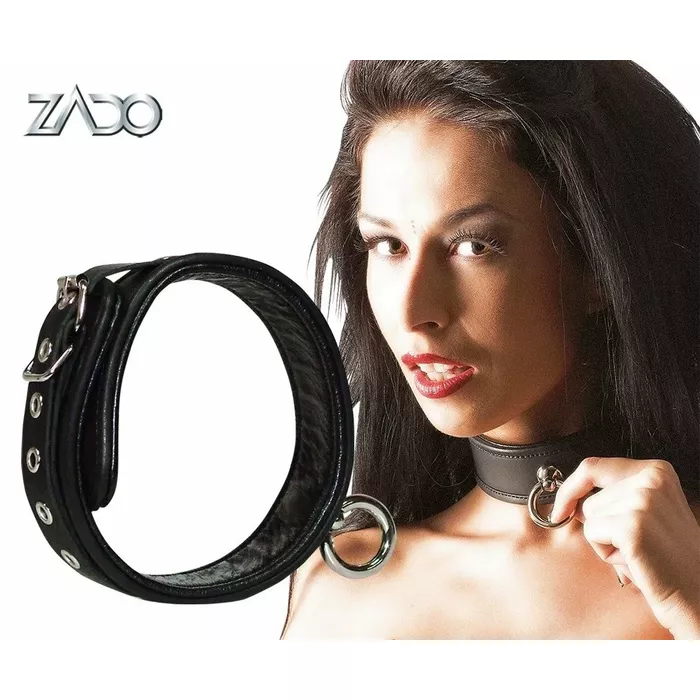 Кожаный ошейник ZADO S-L — чёрный, 4 см, регулируемый Photo 6